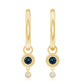 Bezel Set London Blue Topaz and Lab Diamond Hoop Drop Earrings