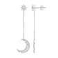 Certified Diamond Star and Moon Chain Earrings
