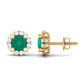 Real 0.99 Carat Emerald and Diamond Halo Stud Earrings