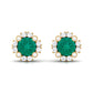 Real 0.99 Carat Emerald and Diamond Halo Stud Earrings