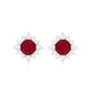 Natural Ruby Stud Earrings with Diamond Halo