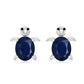1.2 Carat Oval Cut Blue Sapphire Sea Turtle Earrings
