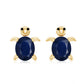 1.2 Carat Oval Cut Blue Sapphire Sea Turtle Earrings