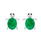 Oval Shaped Emerald Turtle Stud Earrings