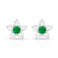 Real Emerald and Diamond Flower Cluster Stud Earrings