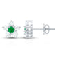 Real Emerald and Diamond Flower Cluster Stud Earrings