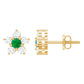 Real Emerald and Diamond Flower Cluster Stud Earrings