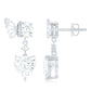 3 Carat Heart Shape Moissanite Drop Earrings with Butterfly