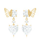 3 Carat Heart Shape Moissanite Drop Earrings with Butterfly