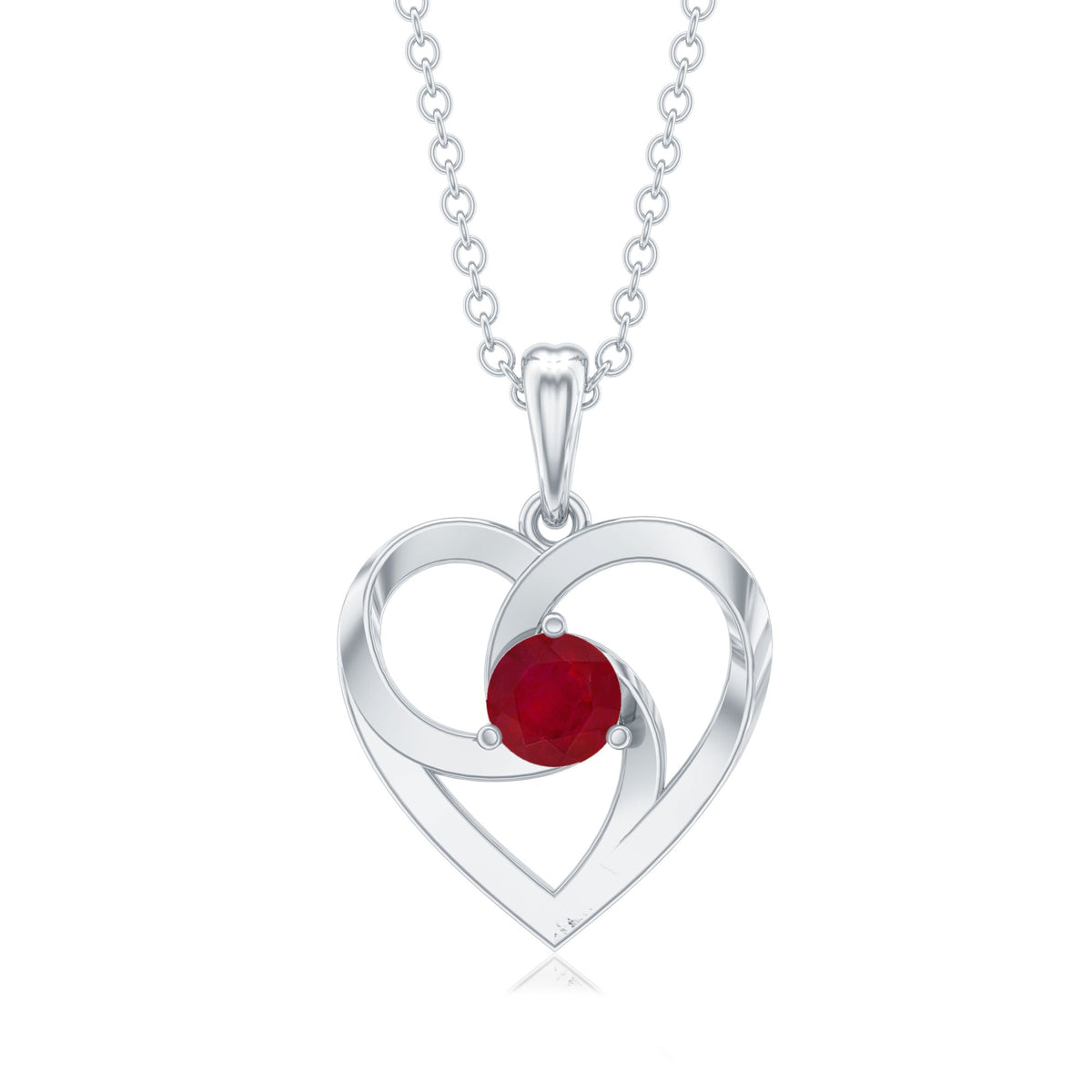 0.25 Carat Round Cut Solitaire Ruby Heart Pendant Necklace