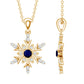 Collar con colgante de copo de nieve contemporáneo de zafiro azul y diamantes