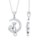 Certified Diamond Cat on Moon Necklace
