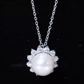 Freshwater Pearl and Moissanite Flower Chain Necklace