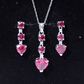 Certified Lab Grown Ruby Heart Necklace and Earrings Set With Diamond