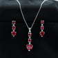 Certified Lab Grown Ruby Heart Necklace and Earrings Set With Diamond