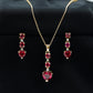 Certified Lab Grown Ruby Heart Necklace and Earrings Set With Diamond