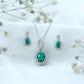 Pear Shaped Lab Created Emerald and Diamond Infinity Jewelry Set