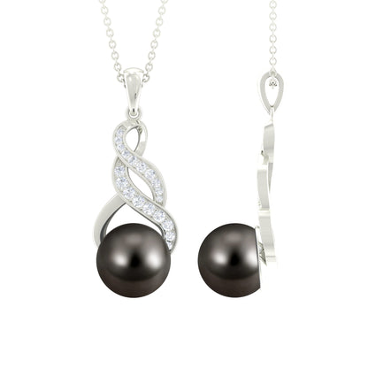 8 Carat Tahitian Pearl and Diamond Designer Pendant
