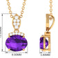 Real 1 Carat Oval Amethyst Diamond Necklace in East West Style