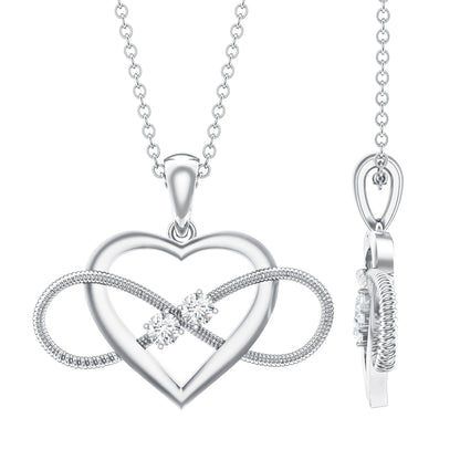 Natural Diamond Infinity Heart Necklace For Her