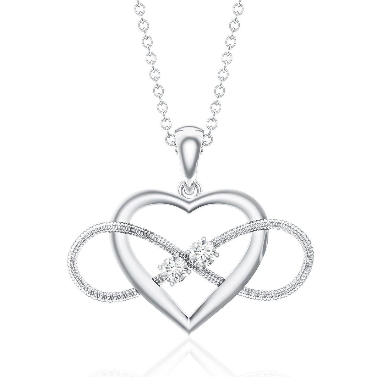 Natural Diamond Infinity Heart Necklace For Her