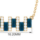 Baguette Cut London Blue Topaz and Diamond Bar Necklace