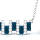 Baguette Cut London Blue Topaz and Diamond Bar Necklace