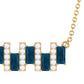 Baguette Cut London Blue Topaz and Diamond Bar Necklace