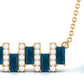 Baguette Cut London Blue Topaz and Diamond Bar Necklace