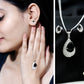 Natural Black Onyx Teardrop Necklace and Earrings Set with Certificate