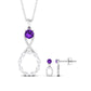 Natural Amethyst Diamond Infinity Necklace and Earrings Set