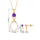 Natural Amethyst Diamond Infinity Necklace and Earrings Set
