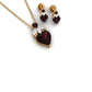 Conjunto de collar y pendientes de granate con forma de corazón y diamante