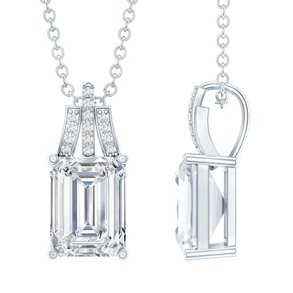 1.8 Carat Solitaire Lab Grown Diamond Emerald Cut Necklace