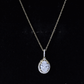 1 Carat Oval Lab Grown Diamond Teardrop Halo Necklace For Women