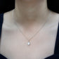 1 Carat Oval Lab Grown Diamond Teardrop Halo Necklace For Women
