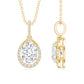 1 Carat Oval Lab Grown Diamond Teardrop Halo Necklace For Women