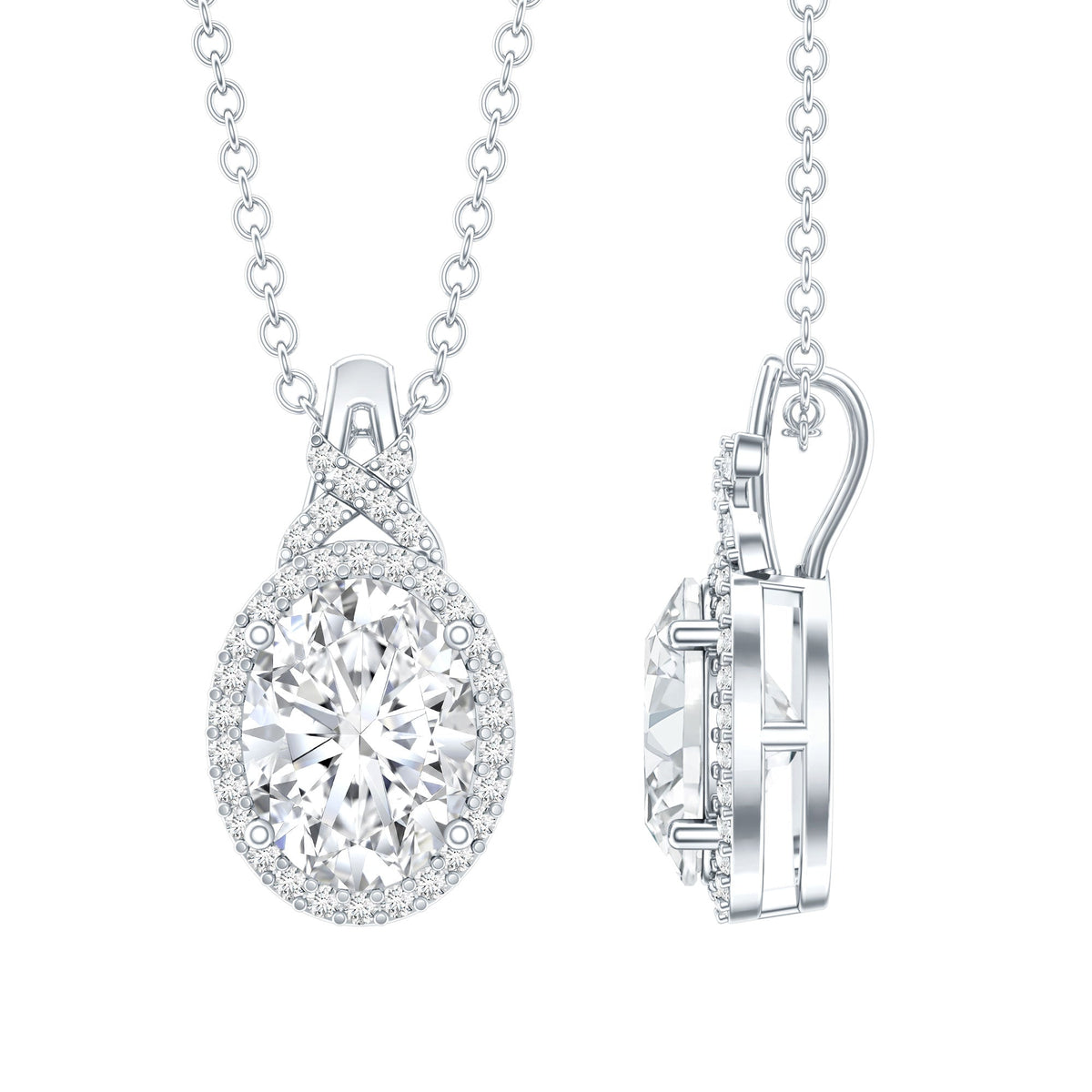 Lab Grown Diamond Vintage Style Pendant With Halo