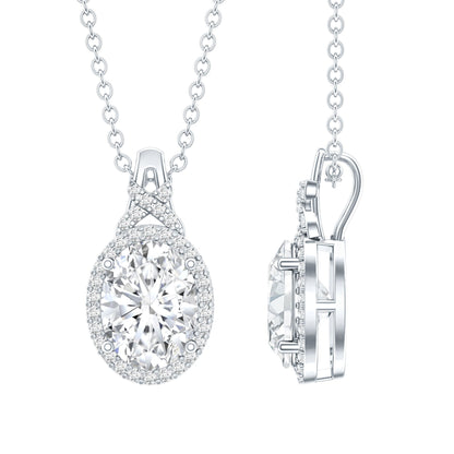 Lab Grown Diamond Vintage Style Pendant With Halo