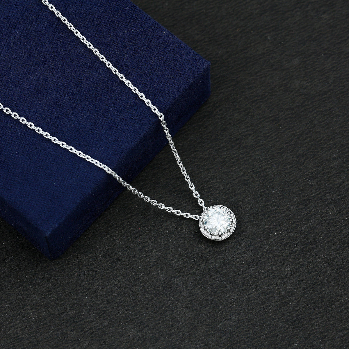 Certified 2 Carat Circle Lab Grown Diamond Necklace With Halo