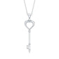 Diamond Heart Key Pendant Necklace For Women