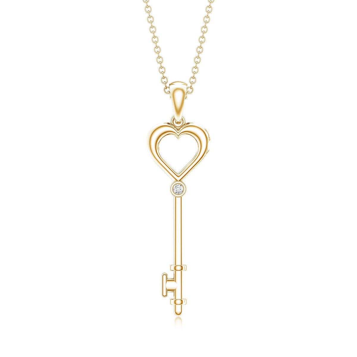 Diamond Heart Key Pendant Necklace For Women