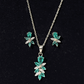 Nature Inspired Emerald and Diamond Dangle jewelry Set