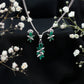 Nature Inspired Emerald and Diamond Dangle jewelry Set