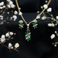 Nature Inspired Emerald and Diamond Dangle jewelry Set