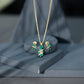Nature Inspired Emerald and Diamond Dangle jewelry Set