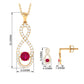 Round Ruby Infinity jewelry Set with Diamond
