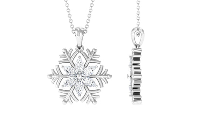 Collar de moissanita certificado con diseño de copo de nieve para mujer