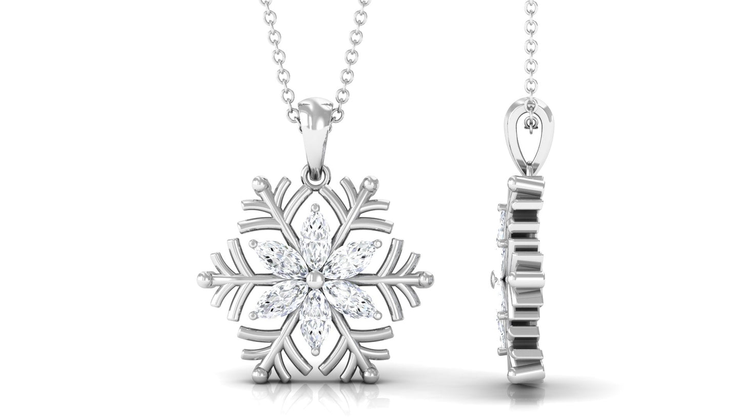 Collar de moissanita certificado con diseño de copo de nieve para mujer