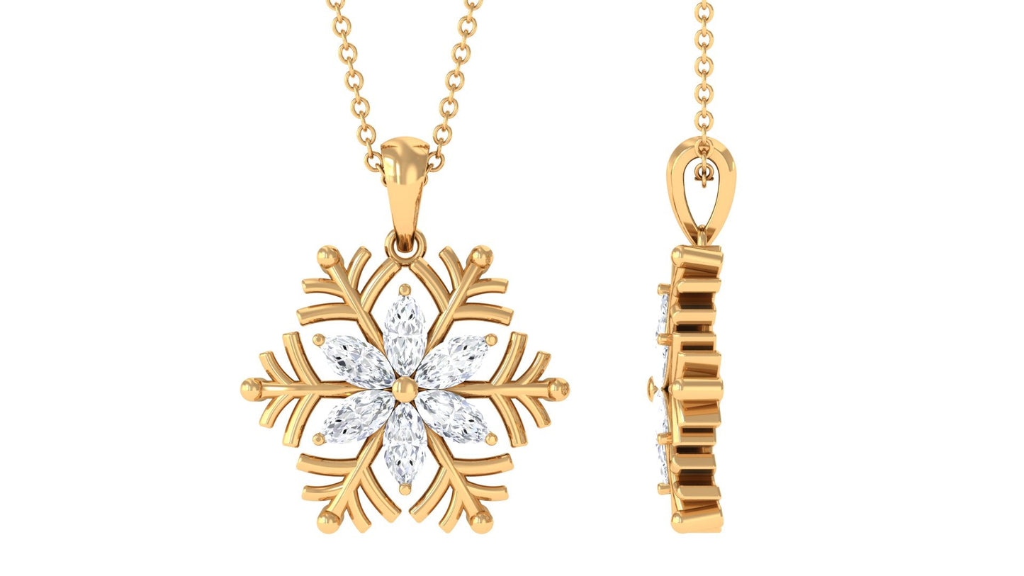 Collar de moissanita certificado con diseño de copo de nieve para mujer